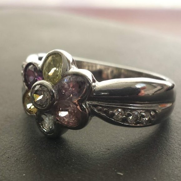 Rainbow 🌈 Gemstones 💎 in Sterling Silver 925 Multi Gemstone Ring - Picture 7 of 10